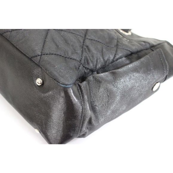 Chanel Paris Biarritz MM Shoulder Bag Black Cocomark Satin - Picture 4 of 12